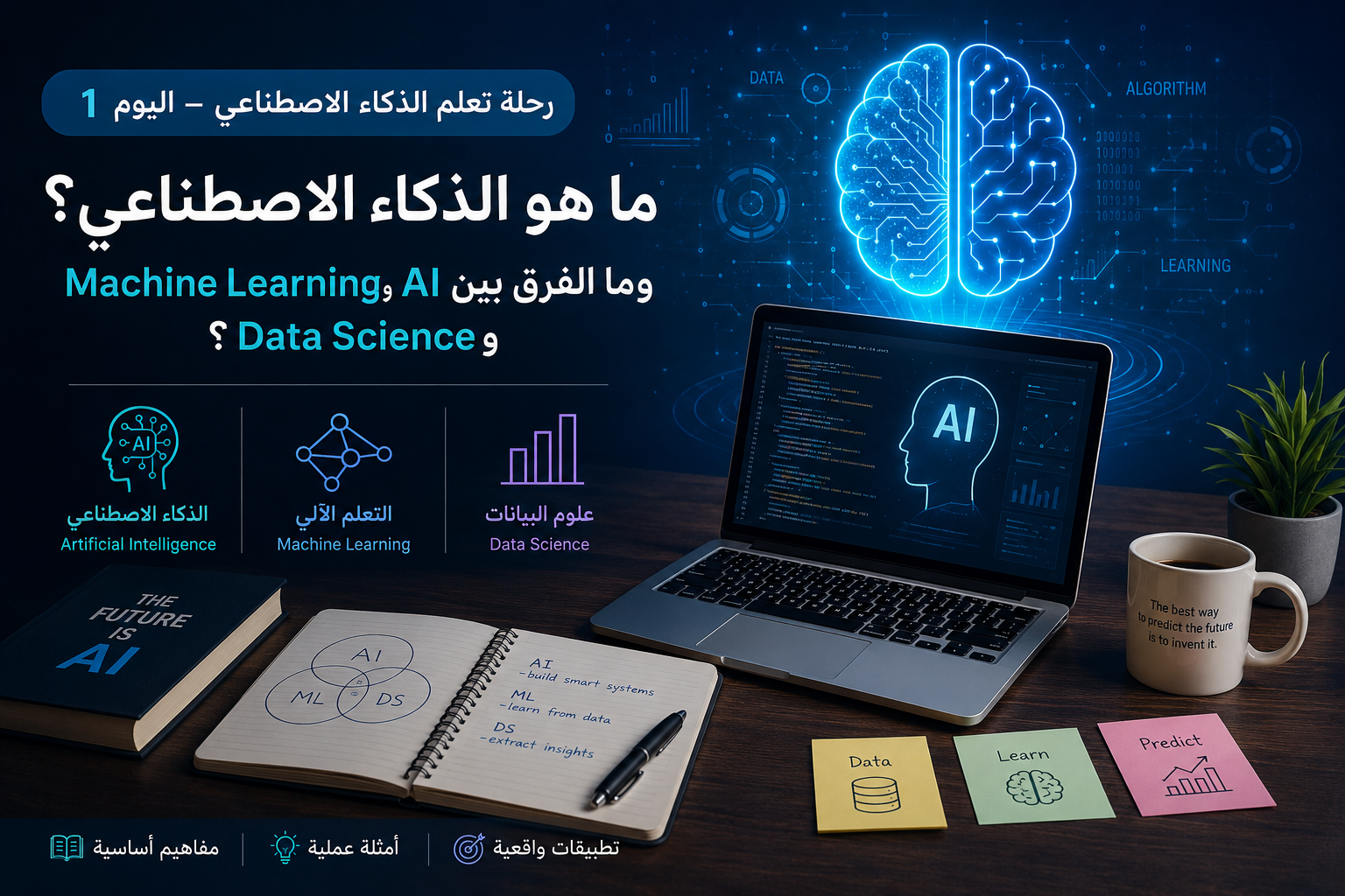 ما هو الذكاء الاصطناعي؟ وما الفرق بين AI و Machine Learning و Data Science؟